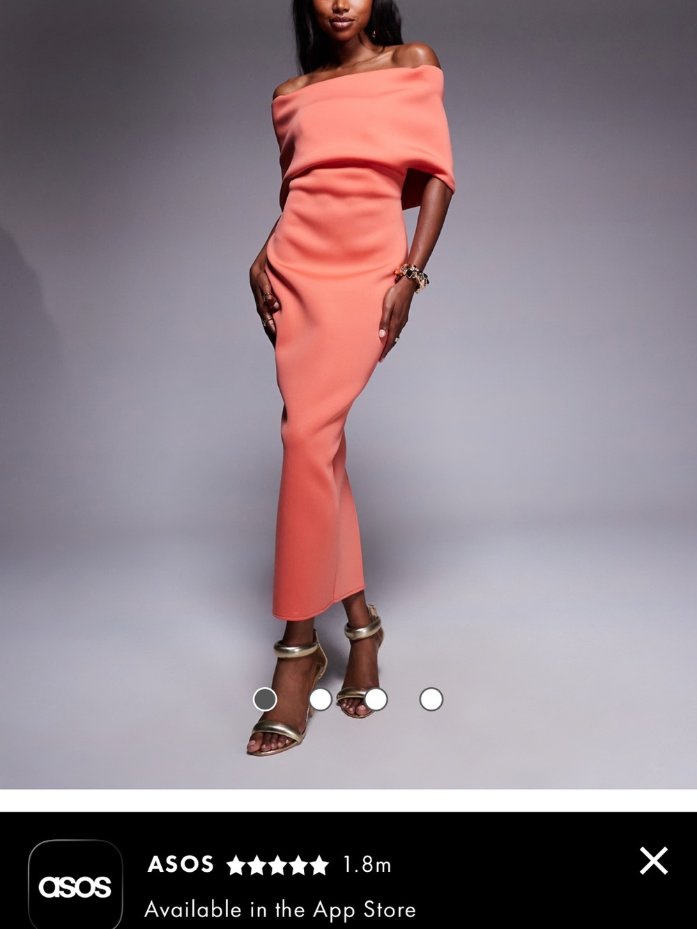 ASOS Coral-Orange Off-Shoulder Maxi Dress